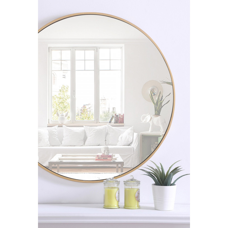 Elegant Wall Mirror - Brass, L 32" (MR4038BR)