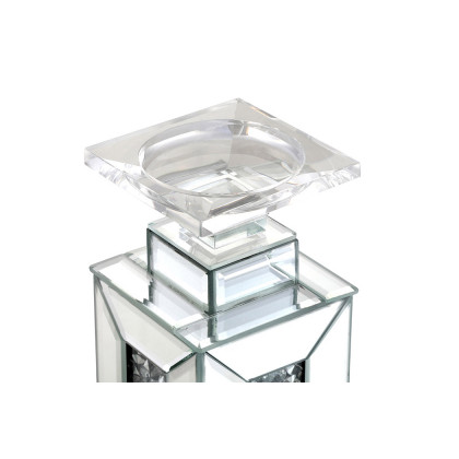 Elegant Modern Candleholder - Silver/Clear Mirror, L 13.5" (MR9203)