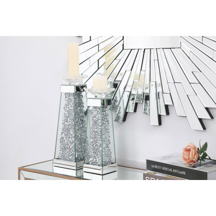 Elegant Sparkle Candleholder - Silver/Clear Mirror, L 14" (MR9239)