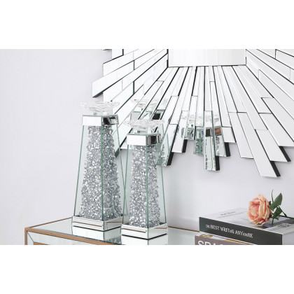Elegant Sparkle Candleholder - Silver/Clear Mirror, L 14" (MR9239)