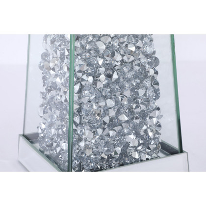 Elegant Sparkle Candleholder - Silver/Clear Mirror, L 14" (MR9239)