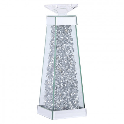 Elegant Sparkle Candleholder - Silver/Clear Mirror, L 14" (MR9239)