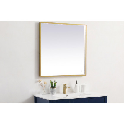 Elegant Wall Mirror - Brass, D 30", H 30" (MRE63030BR)