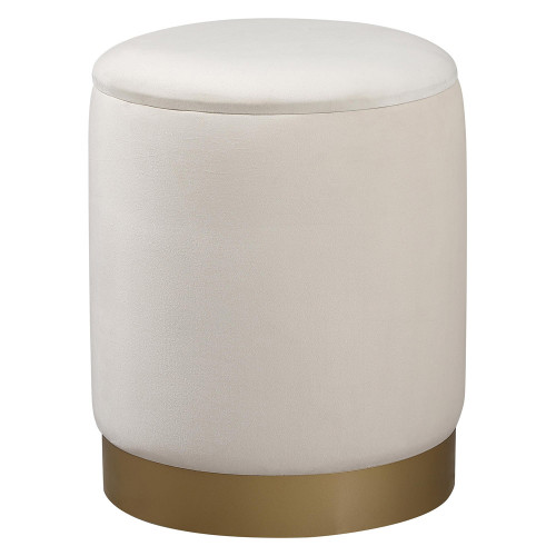 Elegant Ozman Round 14" Ottoman - Beige (OT1015BGE)
