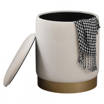 Elegant Ozman Round 14" Ottoman - Beige (OT1015BGE)