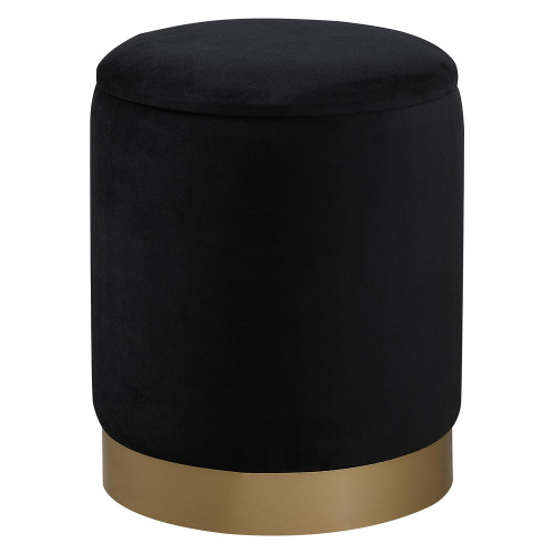 Elegant Ozman Round 14" Ottoman - Black (OT1015BK)