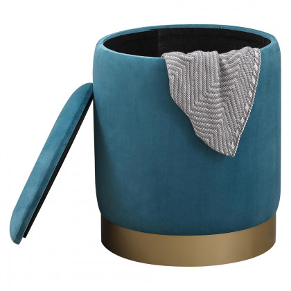 Elegant Ozman Round 14" Ottoman - Blue (OT1015BU)
