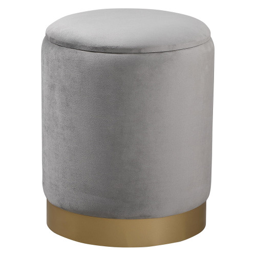 Elegant Ozman Round 14" Ottoman - Gray (OT1015GY)