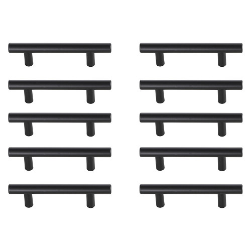 Elegant Quinn 3 Drawer Pull, Set of 10 - Matte Black, L 5" (PL400-3-MB-10PK)