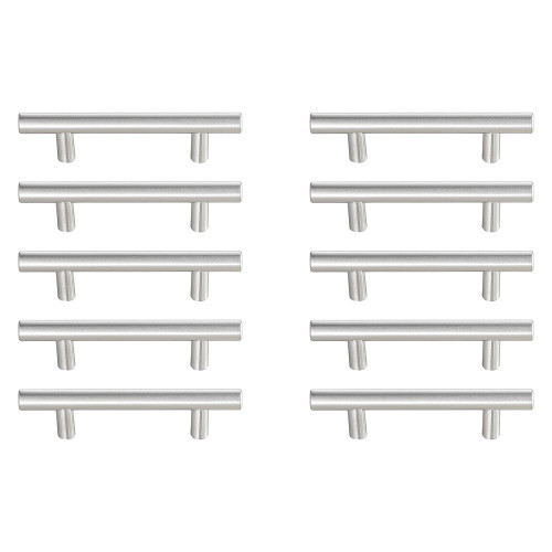 Elegant Quinn 3 Drawer Pull, Set of 10 - Brushed Nickel, L 5" (PL400-3-NK-10PK)
