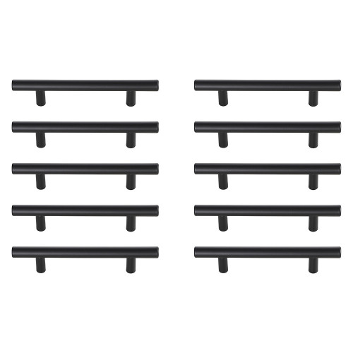 Elegant Quinn 3 Drawer Pull, Set of 10 - Matte Black, L 6.4" (PL400-4-MB-10PK)