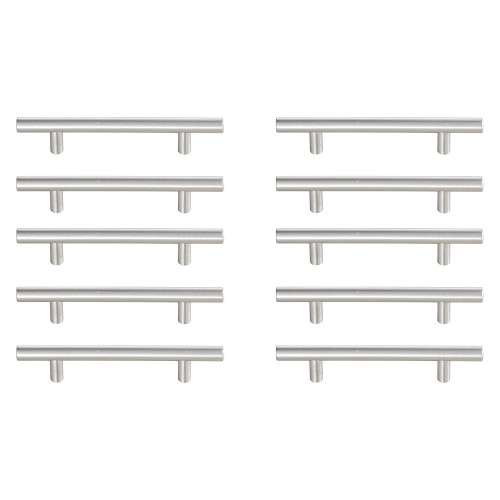 Elegant Quinn 3 Drawer Pull, Set of 10 - Brushed Nickel, L 6.4" (PL400-4-NK-10PK)