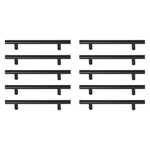 Elegant Quinn 3 Drawer Pull, Set of 10 - Matte Black, L 7.6" (PL400-5-MB-10PK)