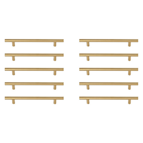 Elegant Quinn 3 Drawer Pull, Set of 10 - Brass, L 8.8" (PL400-6-BR-10PK)