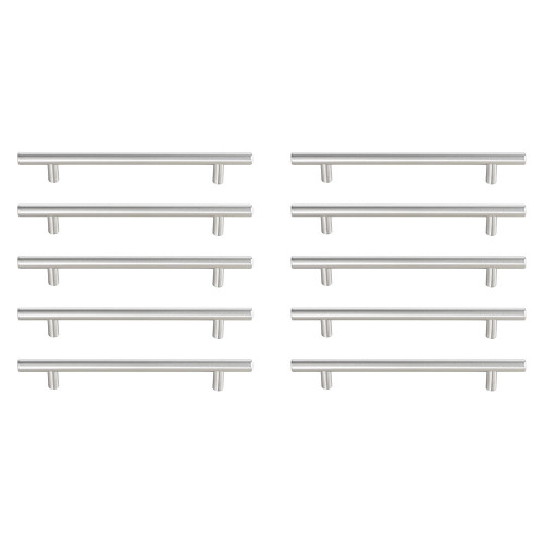 Elegant Quinn 3 Drawer Pull, Set of 10 - Brushed Nickel, L 8.8" (PL400-6-NK-10PK)
