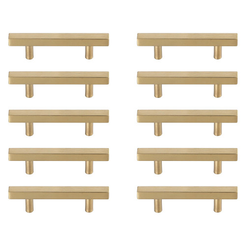 Elegant Quinn 3 Drawer Pull, Set of 10 - Brass, L 5" (PL402-3-BR-10PK)