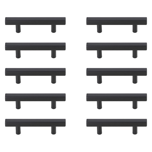 Elegant Quinn 3 Drawer Pull, Set of 10 - Matte Black, L 5" (PL402-3-MB-10PK)