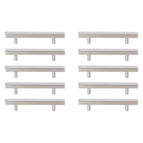 Elegant Quinn 3 Drawer Pull, Set of 10 - Brushed Nickel, L 6.4" (PL402-4-NK-10PK)