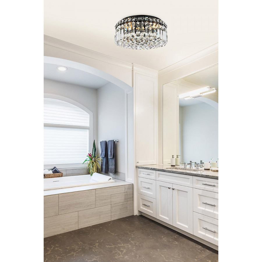Elegant Flush Mount Light - Black, L 14" (V2030F14BK-RC)