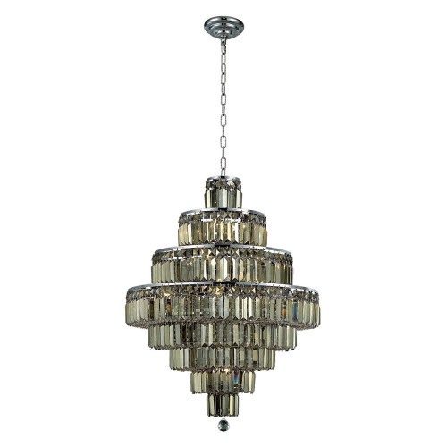 Elegant Chandelier - Chrome/Golden Teak, L 26" (V2038D26C-GT-RC)
