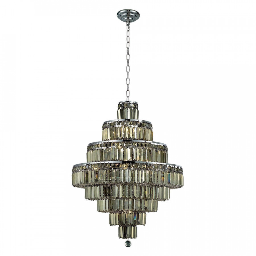 Elegant Chandelier - Chrome/Golden Teak, L 26" (V2038D26C-GT-RC)