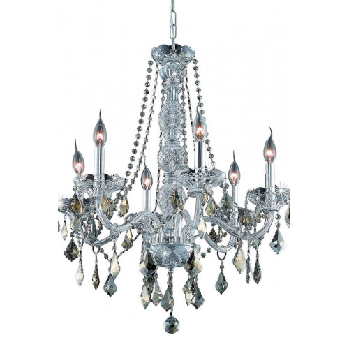 Elegant Chandelier - Chrome/Golden Teak, L 24" (V7856D24C-GT-RC)