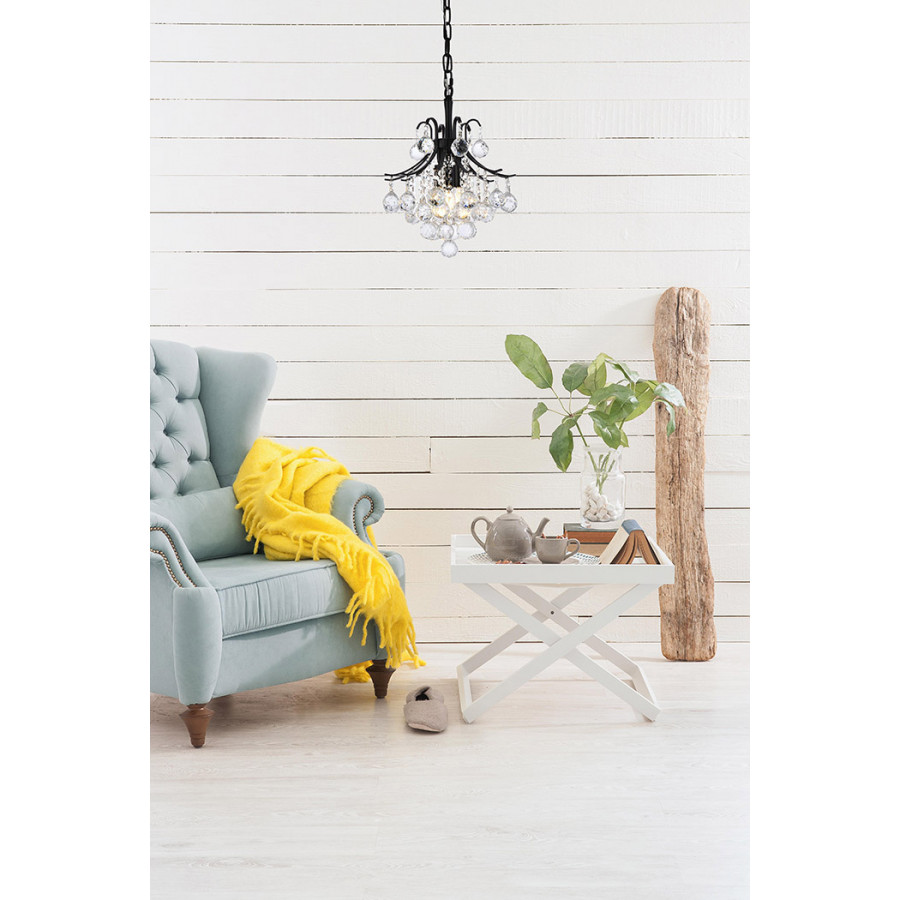 Elegant Pendant Light - Black, L 12" (V8000D12BK-RC)
