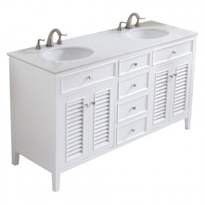 Elegant - Cape Cod 60" Wide Double Bathroom Vanity Set (VF-1042WH)