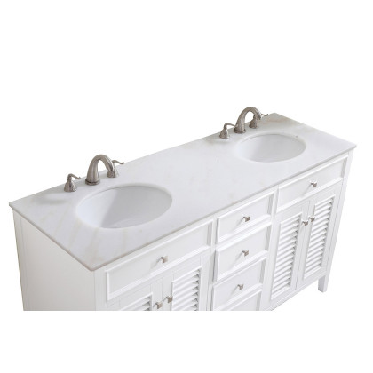 Elegant - Cape Cod 60" Wide Double Bathroom Vanity Set (VF-1042WH)