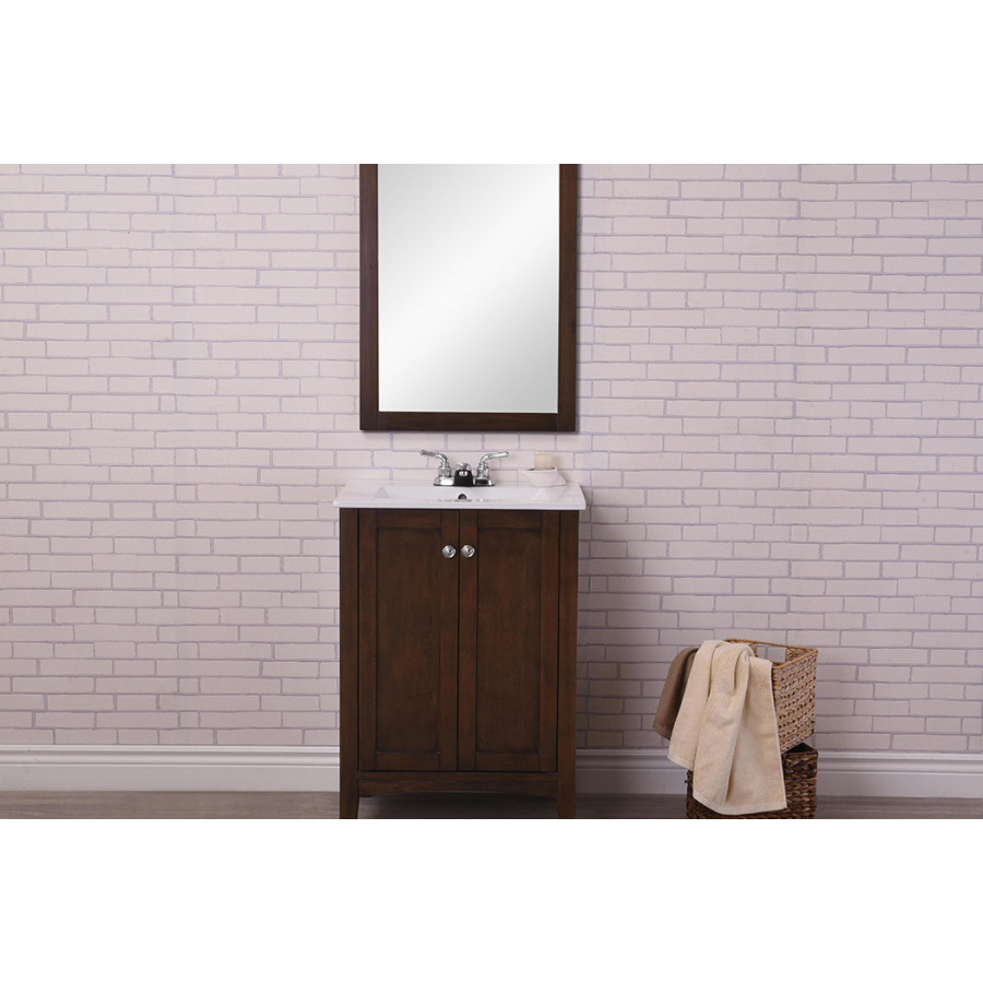 Elegant Mod 24" Free Standing Single Bathroom Vanity Set - Brown (VF-2007)