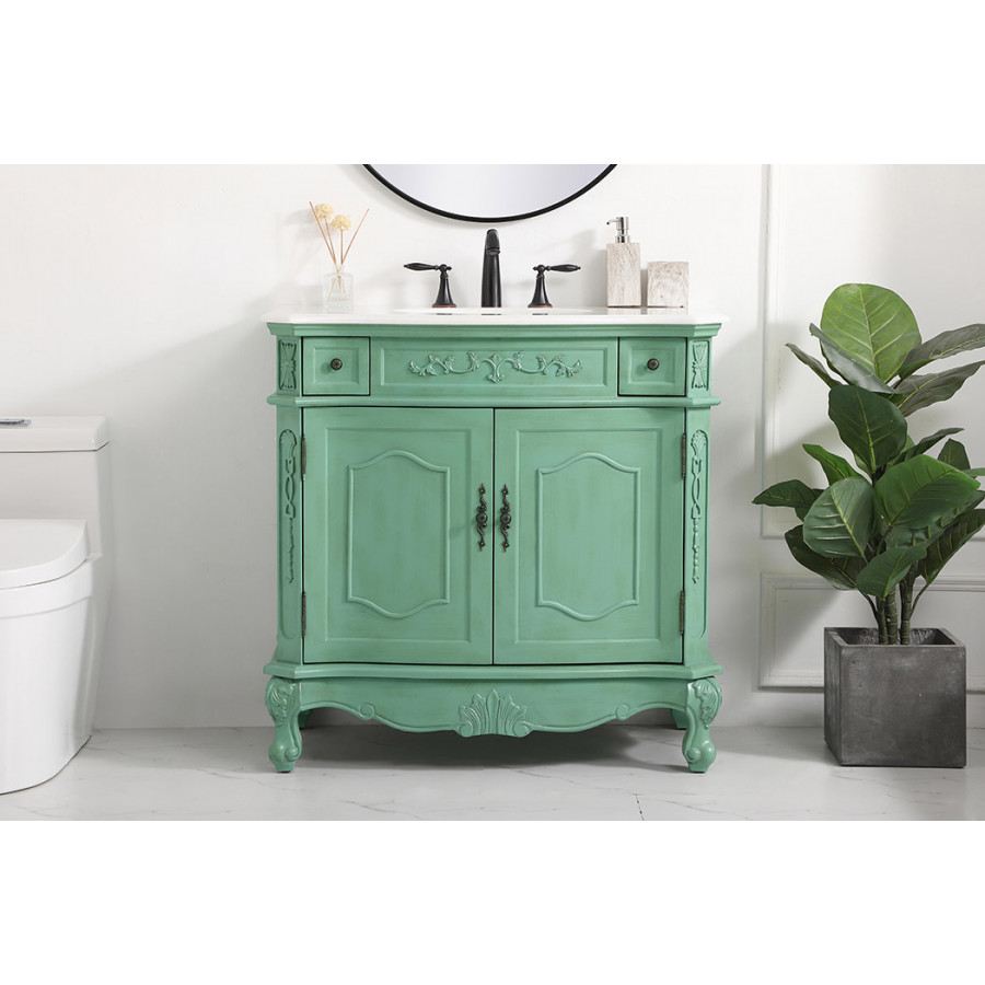 Elegant Danville Vanity Sink Set - Vintage Mint, L 36" (VF10136VM)