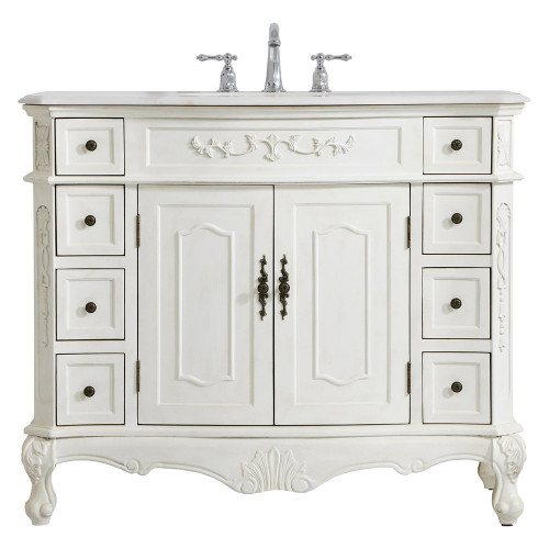 Elegant Danville Wide Vanity Set - Antique White, L 42" (VF10142AW)