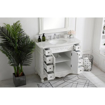 Elegant Danville Wide Vanity Set - Antique White, L 42" (VF10142AW)