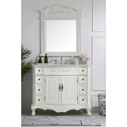 Elegant Danville Wide Vanity Set - Antique White, L 42" (VF10142AW)