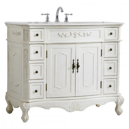 Elegant Danville Wide Vanity Set - Antique White, L 42" (VF10142AW)