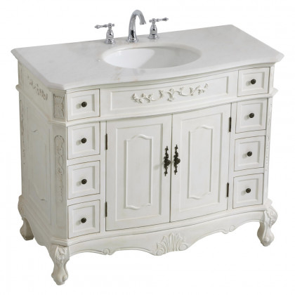 Elegant Danville Wide Vanity Set - Antique White, L 42" (VF10142AW)