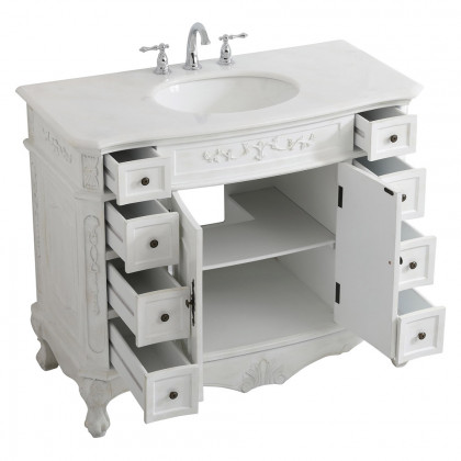 Elegant Danville Wide Vanity Set - Antique White, L 42" (VF10142AW)