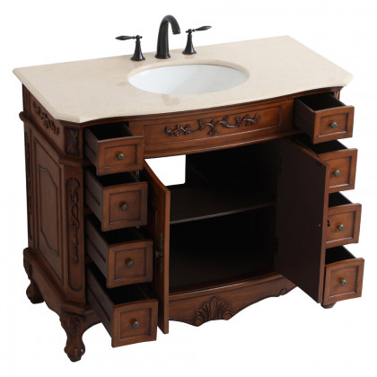 Elegant Danville Wide Vanity Set - Teak, L 42" (VF10142TK)