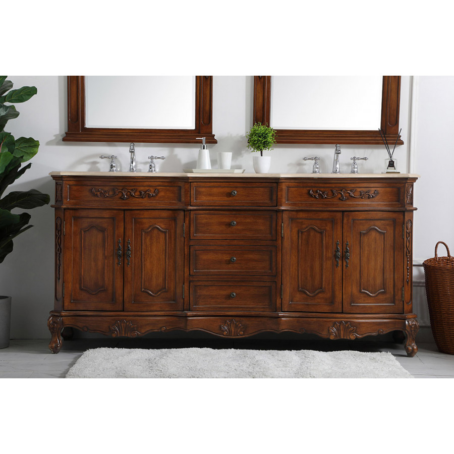 Elegant Danville Double Vanity Sink Set - Teak (VF10172DTK)