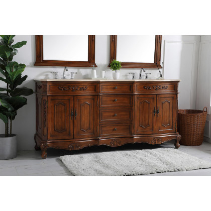 Elegant Danville Double Vanity Sink Set - Teak (VF10172DTK)