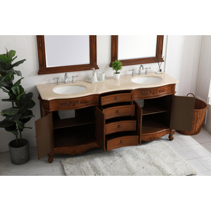 Elegant Danville Double Vanity Sink Set - Teak (VF10172DTK)