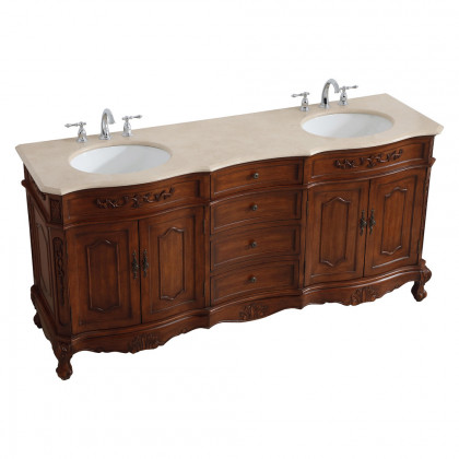 Elegant Danville Double Vanity Sink Set - Teak (VF10172DTK)