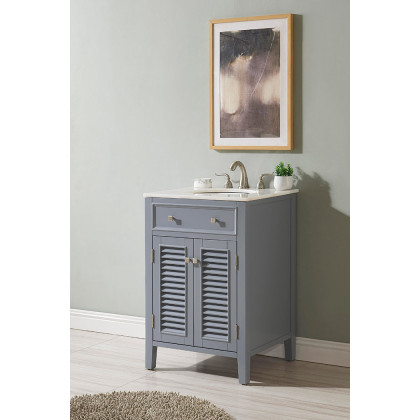 Elegant Cape Cod Free Standing Single Bathroom Vanity Set - Gray, L 24" (VF10424GR)
