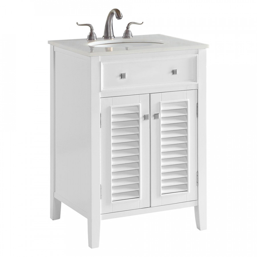 Elegant Cape Cod Free Standing Single Bathroom Vanity Set - White, L 24" (VF10424WH)