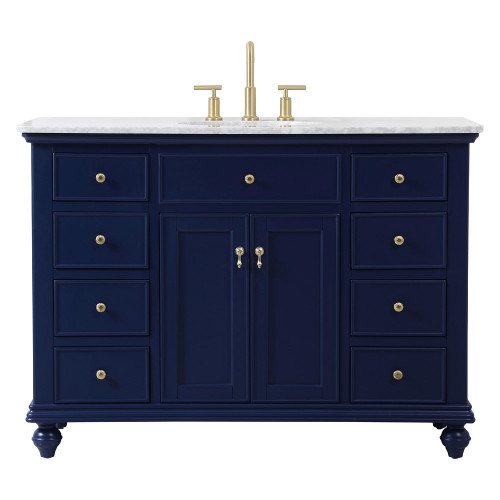 Elegant Otto 48" 8 Drawer Rectangle Single Bathroom Vanity Sink Set - Blue (VF12348BL)