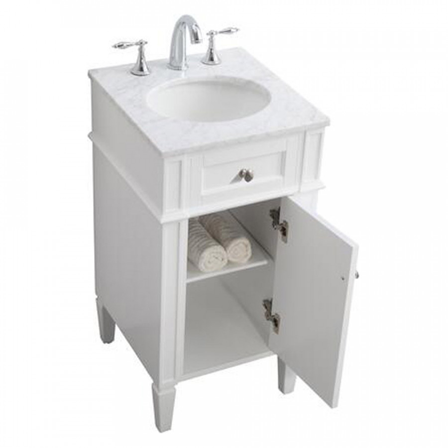 Elegant Single Bathroom Vanity Set - White, L 18" (VF12518WH)