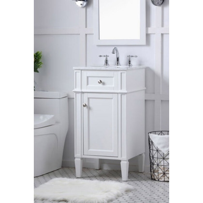 Elegant Single Bathroom Vanity Set - White, L 18" (VF12518WH)