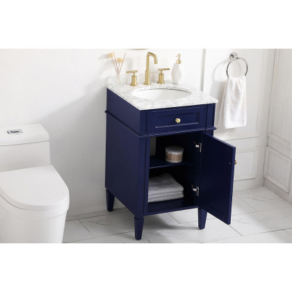 Elegant Single Bathroom Vanity Set - Blue, L 21" (VF12521BL)