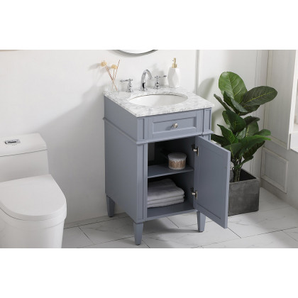 Elegant Single Bathroom Vanity Set - Gray, L 21" (VF12521GR)