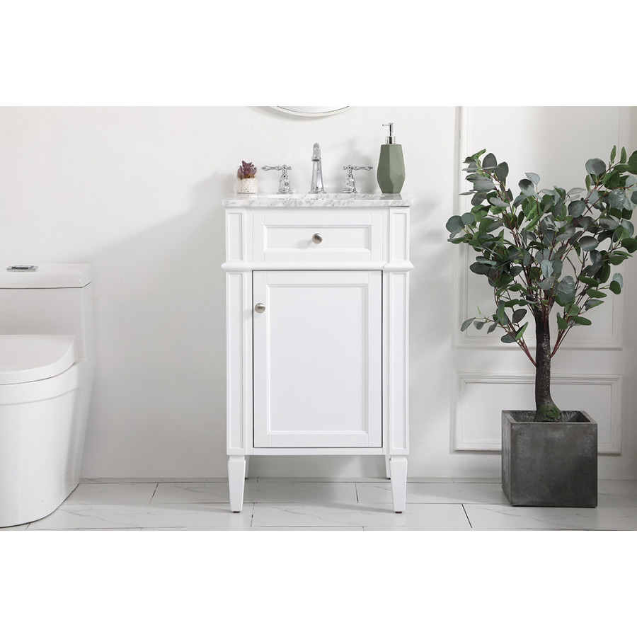 Elegant Single Bathroom Vanity Set - White, L 21" (VF12521WH)